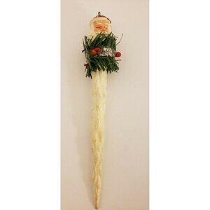 Christmas Ornament "Icicle Santa w. wreath" Plastic 1990s (OR132)